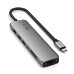 Satechi 7-in-1 USB-C Slim Multiport Adapter with Ethernet - adapter do urządzeń mobilnych (USB-C PD, 2x USB-A, HDMI 4K, Ethernet, czytnik kart micro/SD) (space gray)