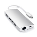 Satechi Aluminium Multiport Adapter V2 - aluminiowy adapter do urządzęń moblinych USB-C ( USB-C, 3x USB-A, 4K HDMI, czytnik kart micro/SD, Ethernet) (silver)