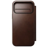 NOMAD Modern Leather Folio - skórzane etui do iPhone 17 Pro Max kompatybilne z MagSafe, skóra Horween (rustic brown)