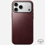 NOMAD Modern Leather Case - etui do iPhone 18 Pro Max / 17 Pro Max kompatybilne z MagSafe, skóra Horween (burgundy)