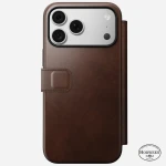 NOMAD Modern Leather Folio - etui do iPhone 18 Pro Max / 17 Pro Max kompatybilne z MagSafe, skóra Horween (rustic brown)