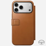 NOMAD Modern Leather Folio - etui do iPhone 18 Pro Max / 17 Pro Max kompatybilne z MagSafe, skóra Horween (saddle)